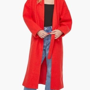 Wrap Front Double Knit Red Coat